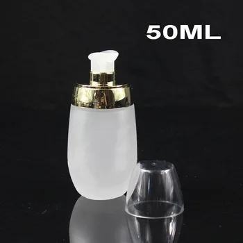 BB krem için 50 adet toptan boş 50ml frost cam şişe, losyon pompalı 50 ml cam boş şişeler