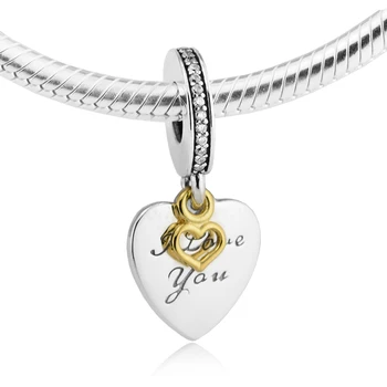 Avrupa Bilezikler için uyar Aşk Sonsuza Boncuk ile 14 K Gerçek Altın Kalp 100 %925 Ayar Gümüş Takı Charms Ücretsiz Kargo