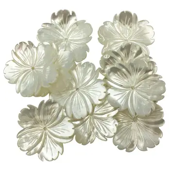 10 adet Toptan Takı 20mm Güzel Beyaz sedef Shell Sanat Çiçek kadın Kolye Boncuk C8320