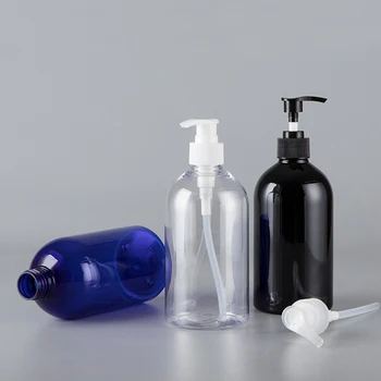 Siyah Şeffaf Mavi 500ML X 20 Kozmetik Losyon pompa şişesi Dağıtıcı İle Kişisel Bakım Sıvı Sabun Boş Ambalaj Kapları