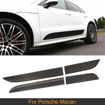 Araba Yan kapı pervazı Koruyucu Porsche Macan 2014 - 2020 İçin Karbon Fiber Kapı Paneli Trim Vücut Etekler Kalıp Trim
