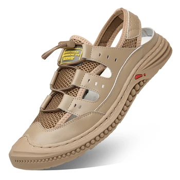 Yaz Yumuşak Örgü Sandalet Erkekler Hafif Sneakers Nefes Açık Yarım Terlik Tasarımcı Slip-on Erkek Loafer'lar plaj ayakkabısı