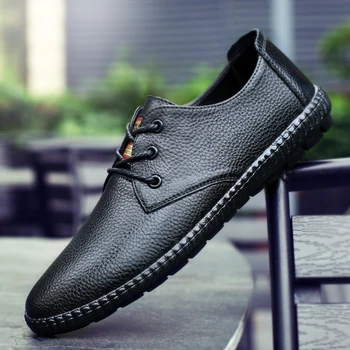 Erkek Ayakkabı lace up Hakiki Deri Açık Erkekler rahat ayakkabılar moda Lüks Marka Oxford ayakkabı Moda İngiliz Erkekler Elbise Ayakkabı