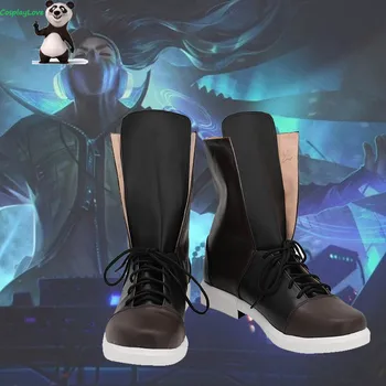 CosplayLove LOL Oyunu Gerçek Hasar Yasuo Siyah Cosplay Ayakkabı Cosplay Uzun Çizmeler Deri Custom Made