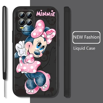 Kırmızı Minnie Sevimli Karikatür telefon kılıfı OPPO Realme İçin GT Neo 3 2 Ana 8 9 Narzo 50A 50i Reno 7 Sıvı Halat Şeker Renk Kabuk