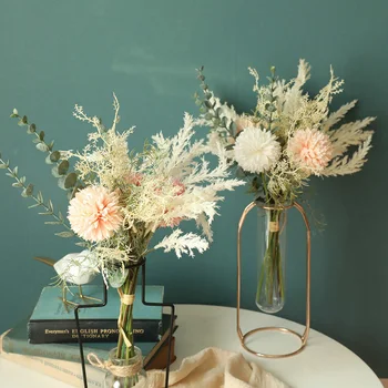 Yapay çiçek buketi, aile partisi oturma odası dekorasyon düğün buket sevgililer günü ipek ortanca sahte çiçek