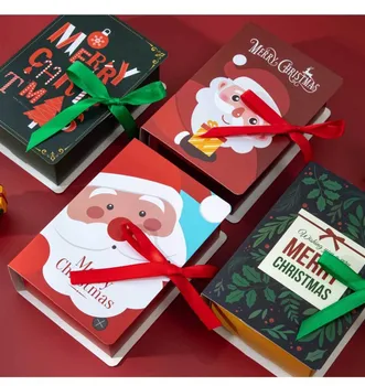 Noel Kitap Şekilli Şeker Kutusu Noel Baba Hediye Şeker Torbaları Noel Pişirme Ambalaj Çanta Şeker Kutuları Noel Ev Dekorasyonu