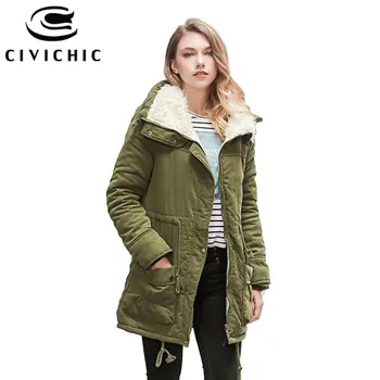 CIVICHIC 2020 Kış Polar Parka Kadınlar Ayarlanabilir Bel sıcak tutan kaban Orta Uzun Kadife Palto 11 Renk Artı Boyutu Kalın Dış Giyim DC11