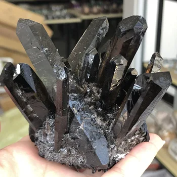 Doğal Kaya Kuvars Kristal Küme Siyah Kristal mineral örneği Ev Dekorasyon Şifa Taş