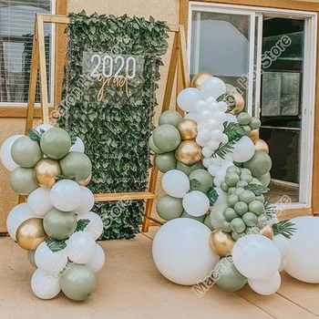 122 adet Avokado Yeşil Düğün Parti Arka Plan DIY Bebek Duş Doğum Günü Dekorasyon Olay Kutlama Balon Garland Kemer Kitleri