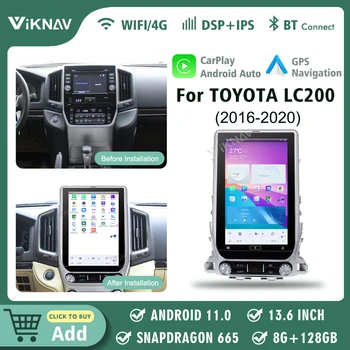 13.6 İnç Android 11 Araba Radyo Toyota Land Cruiser İçin LC200 2016-2020 GPS Multimedya Video Oynatıcı 1080P Ekran Carplay 8 + 128GB