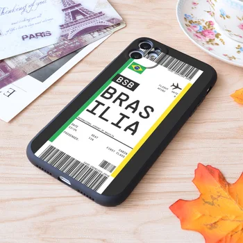 Iphone Brasilia biniş kartı Birinci Sınıf Hava Uçak Bileti Etiket Uçuş Seyahat Baskı Yumuşak Mat Apple iPhone Durumda