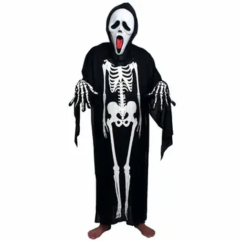 1 Adet Dokunmamış Kumaş İskelet Hayalet Giyim Cadılar Bayramı Partisi Oyunculuk Kostüm Yetişkin ve Çocuk Korkunç Hayalet Giyim