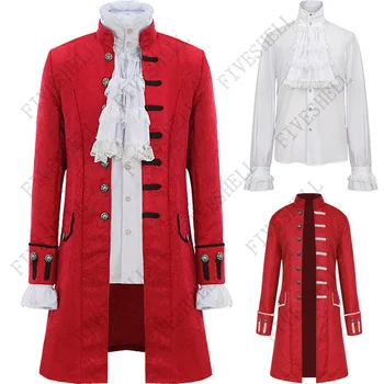 2023 Ortaçağ Rönesans Ceket Erkekler Steampunk Trençkot / Gömlek Vintage Prens Palto Victoria Edward Cosplay Kostüm