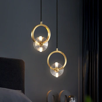 Minimalist Modern Yatak Odası Başucu LED Küçük Avize Restoran Uzun hat Tüm bakır Malzeme Altın Aydınlatma Dekorasyon Lambası