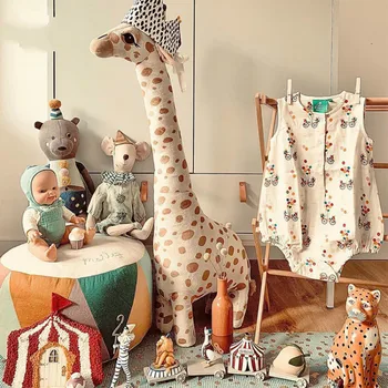 Büyük Boy Karikatür Zürafa Bebek Sevimli Yumuşak Peluş Bebek Bebek Erkek Hayvan Doldurulmuş Oyuncaklar Uyku Bebek Çocuk Kız doğum günü hediyesi