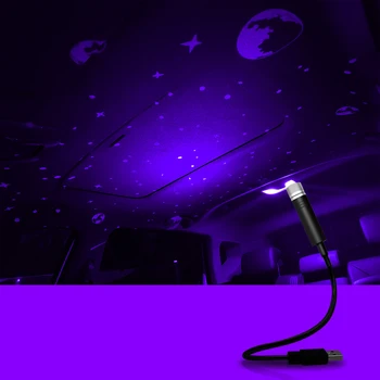 Araba Romantik LED Yıldızlı Gökyüzü Gece Lambası 5V USB Powered Galaxy Yıldız Projektör Lambası Araba Çatı Odası Tavan Dekor Tak ve Çalıştır