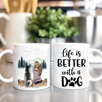 Kişiselleştirilmiş Kupa Kız ve Köpek Kahve Kupalar Fincan Pet Hediye DIY Custom Made Hayat Daha İyidir Köpekler ile 11/15 Oz R2043