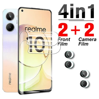 4in1 Hidrojel Filmler Oppo Realme İçin 10 9i 9 Pro Artı 4G 5G 8i 8pro 7 7pro Yumuşak Tam Kapak Telefon Kamera Lens Koruyucu Film
