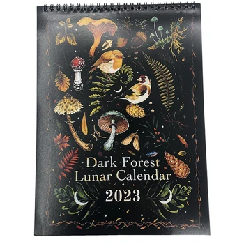 2023 Karanlık Orman Takvim Yaratıcı Resimli Duvar Ay Takvimi Su Geçirmez renkli mürekkep Yıkama Sanat Astroloji Ay Takvimi Hediye