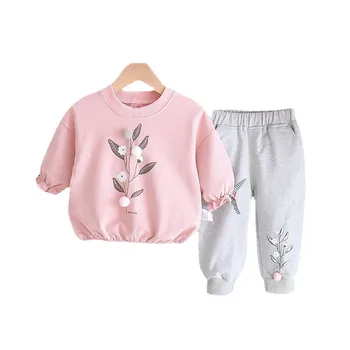 Yeni Bahar Sonbahar Sevimli Bebek Kız Giysileri Moda Çocuk günlük t-shirt Pantolon 2 adet / takım Toddler Spor Kostüm Çocuklar Eşofman