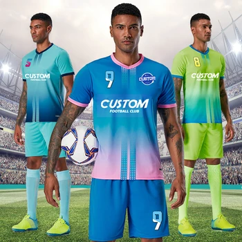 Yüceltilmiş Özel Polyester Futbol Üniformaları Futbol Takımı Forması Setleri Erkekler İçin Maç futbol Gömlek Erkek Eğitim Forması Spor Seti