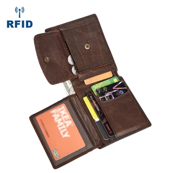 RFID Engelleme erkek Cüzdan Adam Vintage İnek Hakiki deri cüzdan Erkek El Yapımı Cüzdan bozuk para cüzdanı küçük cüzdan carteira çantalar