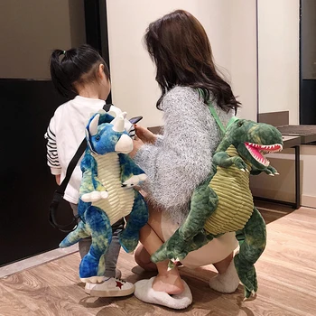 1 adet 38 cm karikatür sevimli dinozor tyrannosaur triceratops peluş bebek sırt çantası seyahat dekorasyon omuzdan askili çanta doldurulmuş oyuncak çocuklar hediye