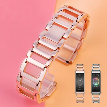 Huawei B3 B6 Watchband Bilezik İçi Boş Paslanmaz Çelik Kayış K3G231 / 6 K2G231 / 6 K2Y2Y1 / 6 Gül Altın Kişilik Saat Zinciri