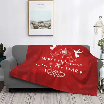 Kırmızı Merry Christmas Mutlu Yeni Yıl Battaniye Kar Tanesi Melek Pazen Harika Sıcak Atmak Battaniye Yatak Kanepe için Tüm Sezon