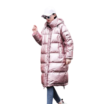 Yüksek Kalite Yeni kışlık ceketler Kadınlar Uzun Kapşonlu Sıcak Kirpi Parka 2021 Moda Büyük Boy Gevşek Aşağı Yastıklı Mont Kadın