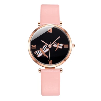 2020 Kadın Saatler Moda Yusufçuk Saatler Deri Band quartz saat Casual Saatler Hiçbir Logo Dames Horloges Relogio Feminino