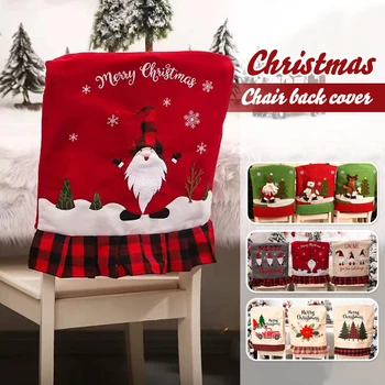 4 Adet Noel Bez sandalye kılıfı Noel Baba Kapakları Merry Christmas Süslemeleri Ev için Masa Dekorasyon Aksesuarları Sanat Hediyeler