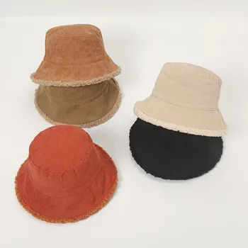 Şapka kadın Çift taraflı Kadife balıkçı şapkası Sıcak Tutmak Çift Klasik Açık Kalın Kürk Moda Kız Şapka Kadın Vintage