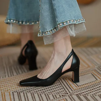 Dört Mevsim kadın Süet Yüksek Topuklu 9cm2021 Yeni Sivri Stiletto Moda Seksi Siyah Düğün Ayakkabı Çıplak gelin ayakkabıları