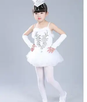 1 adet / grup ücretsiz shiping Profesyonel Beyaz Kuğu Gölü Balesi Tutu Kostüm Kız Çocuk bale dans elbise