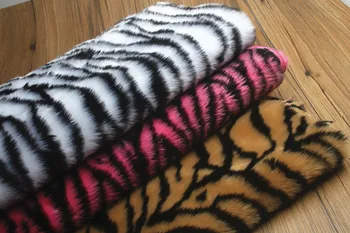 160 * 50 cm 2 cm uzun kazık Jakarlı Tilki taklit suni kürk kumaş,zebra baskı jakarlı sahte peluş kürk kumaş patchwork