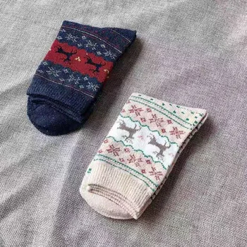 Kadın Çorap Sonbahar ve Kış Yeni Sıcak Elk Noel Kar Tanesi Cadılar Bayramı Tavşan Yün Orta Tüp Çorap