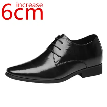 Erkekler Resmi Yükseltme 6cm deri ayakkabı erkek İnek Derisi Nefes Damat Düğün Ayakkabı İngiliz Yeni Stil Sivri Artan ayakkabı