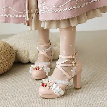 IPPEUM Lolita Ayakkabı Kadın Japon Tatlı Cosplay Ayakkabı Kawaii Ayakkabı Kadın Lolita Ayakkabı Sevimli ayakkabı Zapatilla Mujer Boyutu 4-11