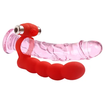 Yeni Anal Boncuk Penis Titreşimli Halka Çift Penetrasyon Strapon Dildo G noktası Seks Oyuncakları Butt plug kurşun vibratör çiftler için oyuncaklar.
