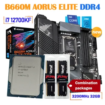 LGA1700 Gigabyte B660M AORUS ELİTE DDR4 Anakart + ıntel ı7 12700KF CPU + D4 3200MHz 16GB *2 adet RAM Combo PCI - E 4.0 Tüm Yeni