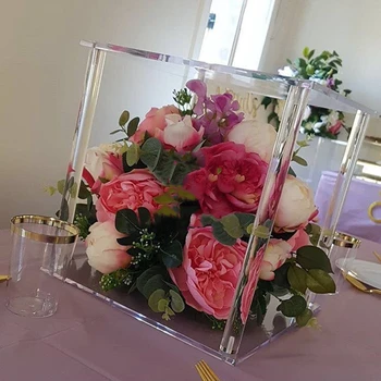 10 Adet / grup Masa çiçek rafı Akrilik Kristal Düğün Yol Kurşun Düğün Centerpiece Kek Standı Olay Parti Noel Dekorasyon
