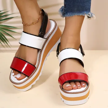 Karışık Renkler Takozlar Roma Sandalet Yaz Plaj Kadın rahat ayakkabılar Çabuk kuruyan Rahat Platformu Sneakers Sapatos Femininos