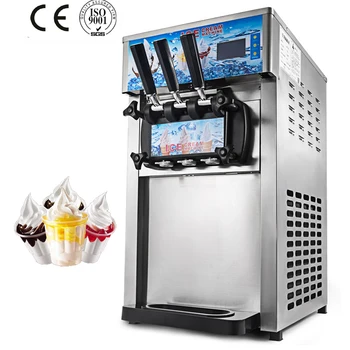 Dondurma makinesi üç kafa yumuşak dondurma paslanmaz çelik dondurma makinesi 1200W