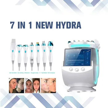 Akıllı Buz Mavisi Hydra Terapi Yüz Güzellik Ekipmanları Cilt Analizörü İle 7 in 1 Cilt Yönetimi Makinesi