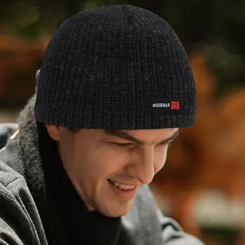 Kadın Erkek Şapka Polar Unisex Mektup Dekor Örme Elastik Sıcak Tutmak Düz Renk Kalın Kış bere şapka Günlük Kullanım için