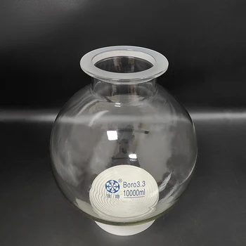 FAPE Tek katmanlı küresel yuvarlak tabanlı açık reaktör şişesi, Kapasite 10000 Ml, 150mm flanş dış çap, Reaksiyon şişesi