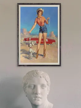 378 Vintage Güzel Pin-up Kız Klasik Resim Özel ipek Poster Ev Deco Duvar Sanatı noel hediyesi