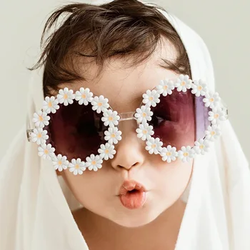 Yeni Çocuk Yuvarlak Çiçek Güneş Gözlüğü Kız Erkek Bebek Spor Açık Gözlük
